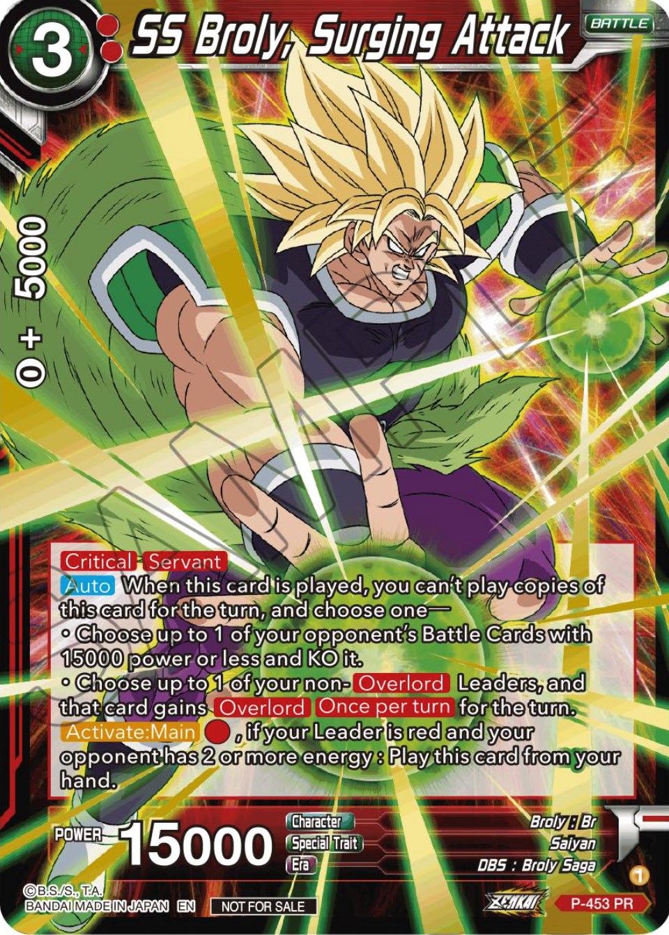 SS Broly, Surging Attack (Championship Selection Pack 2023 Vol.1) (Gold-Stamped) (P-453) [Tournament Promotion Cards] | North Valley Games