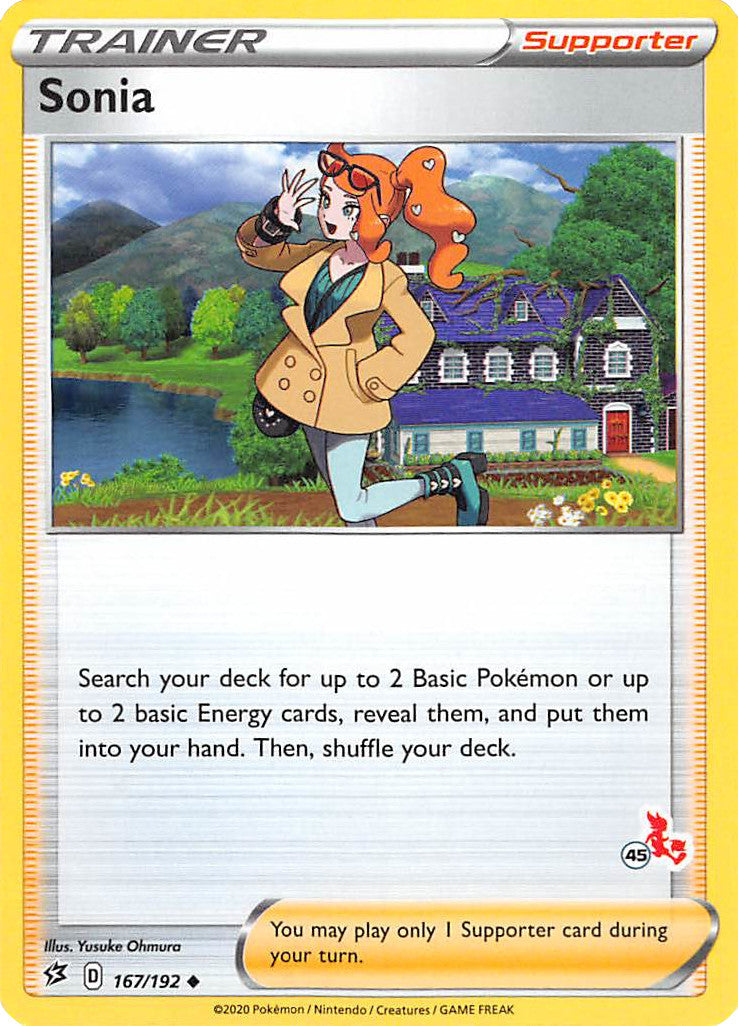 Sonia (167/192) (Cinderace Stamp #45) [Battle Academy 2022] | North Valley Games