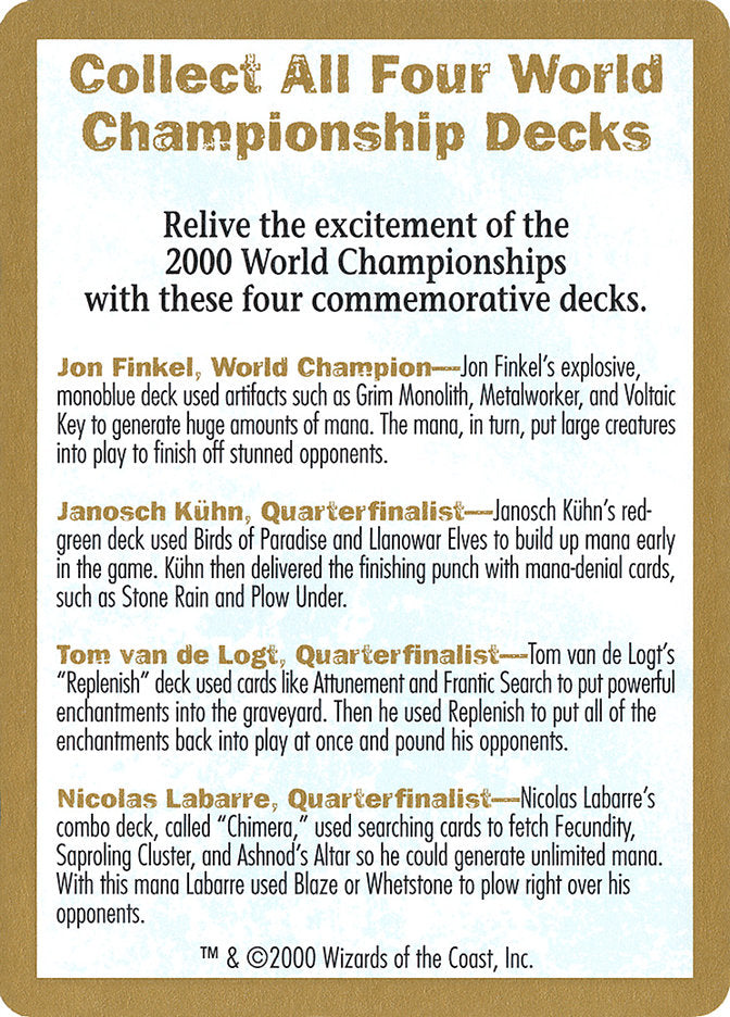 2000 World Championships Ad [World Championship Decks 2000] | North Valley Games