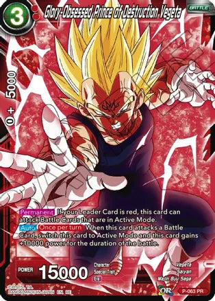 Glory-Obsessed Prince of Destruction Vegeta (P-063) [Mythic Booster] | North Valley Games