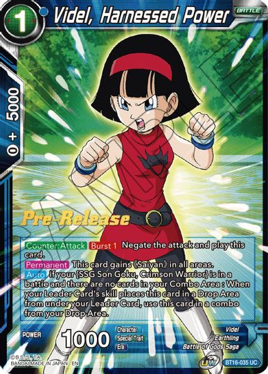 Videl, Harnessed Power (BT16-035) [Realm of the Gods Prerelease Promos] | North Valley Games