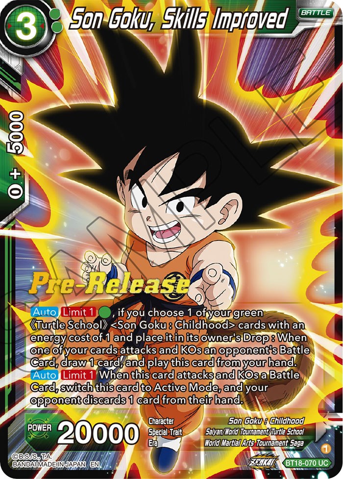 Son Goku, Skills Improved (BT18-070) [Dawn of the Z-Legends Prerelease Promos] | North Valley Games