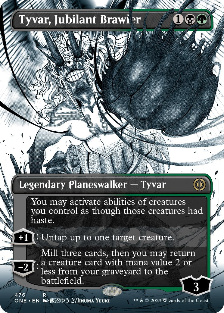 Tyvar, Jubilant Brawler (Borderless Manga Step-and-Compleat Foil) [Phyrexia: All Will Be One] | North Valley Games