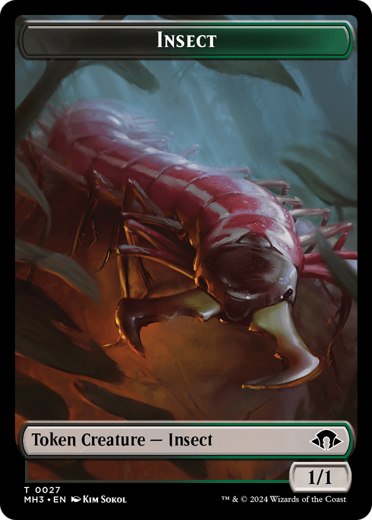 Zombie (Ripple Foil) // Insect (0027) Double-Sided Token [Modern Horizons 3 Tokens] | North Valley Games
