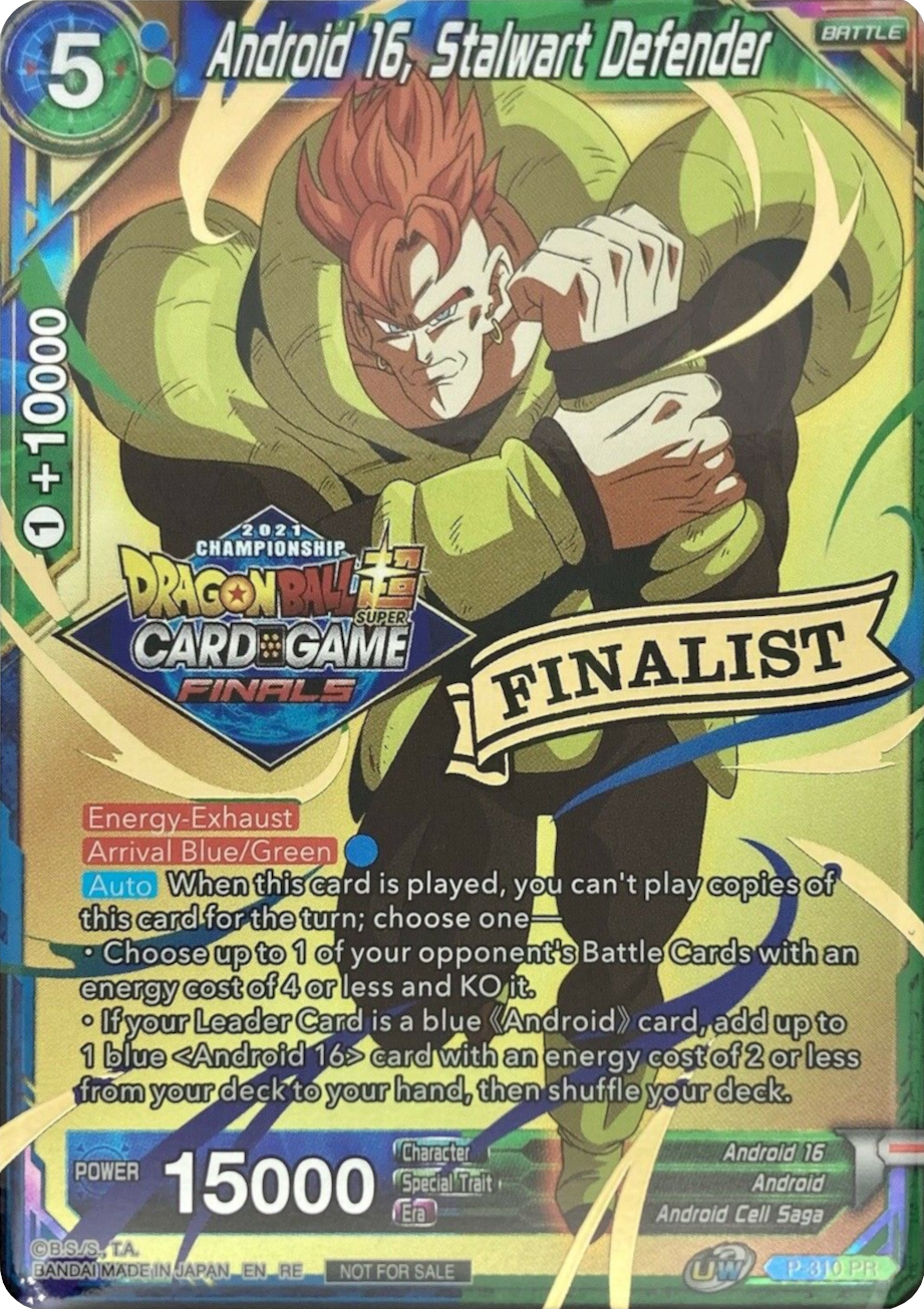 Android 16, Stalwart Defender (2021 Tournament Pack Vault Set - Finalist Gold Stamped) (P-310) [Tournament Promotion Cards] | North Valley Games