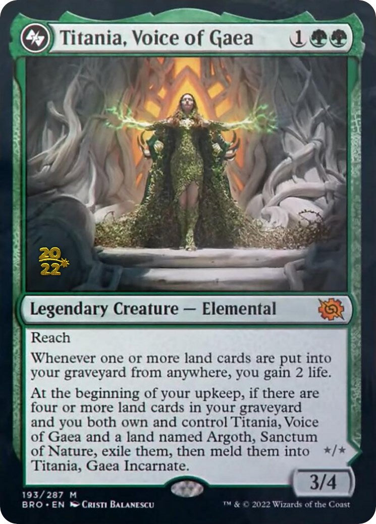Titania, Voice of Gaea [The Brothers' War Prerelease Promos] | North Valley Games