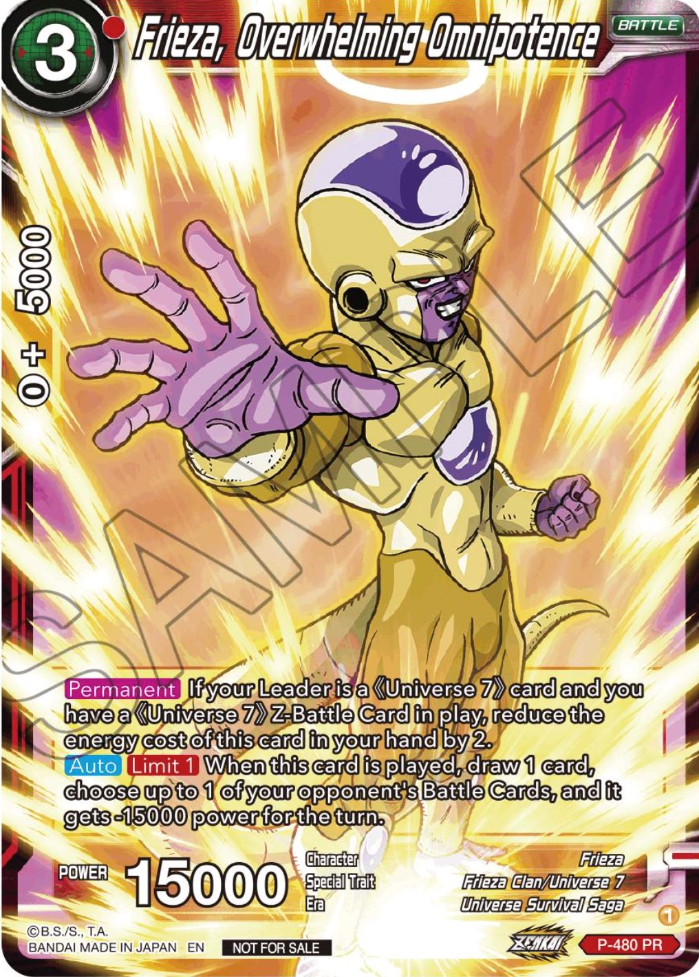 Frieza, Overwhelming Omnipotence (Zenkai Series Tournament Pack Vol.3) (P-480) [Tournament Promotion Cards] | North Valley Games