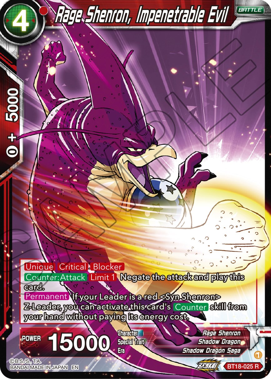 Rage Shenron, Impenetrable Evil (BT18-025) [Dawn of the Z-Legends] | North Valley Games