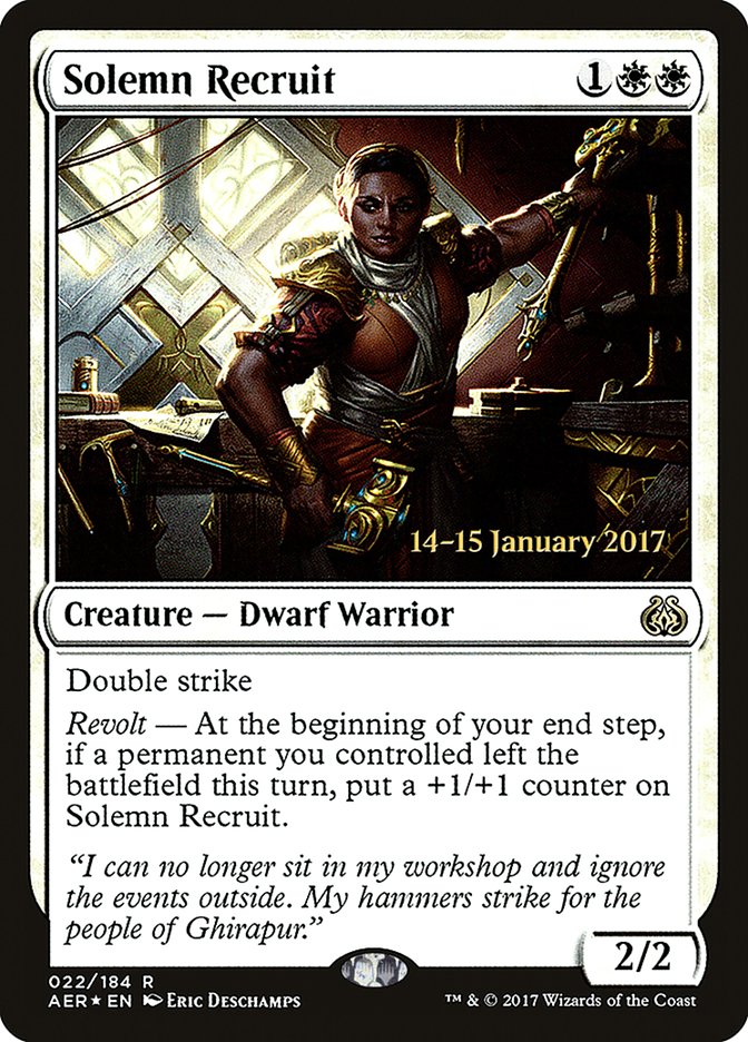 Solemn Recruit [Aether Revolt Prerelease Promos] | North Valley Games