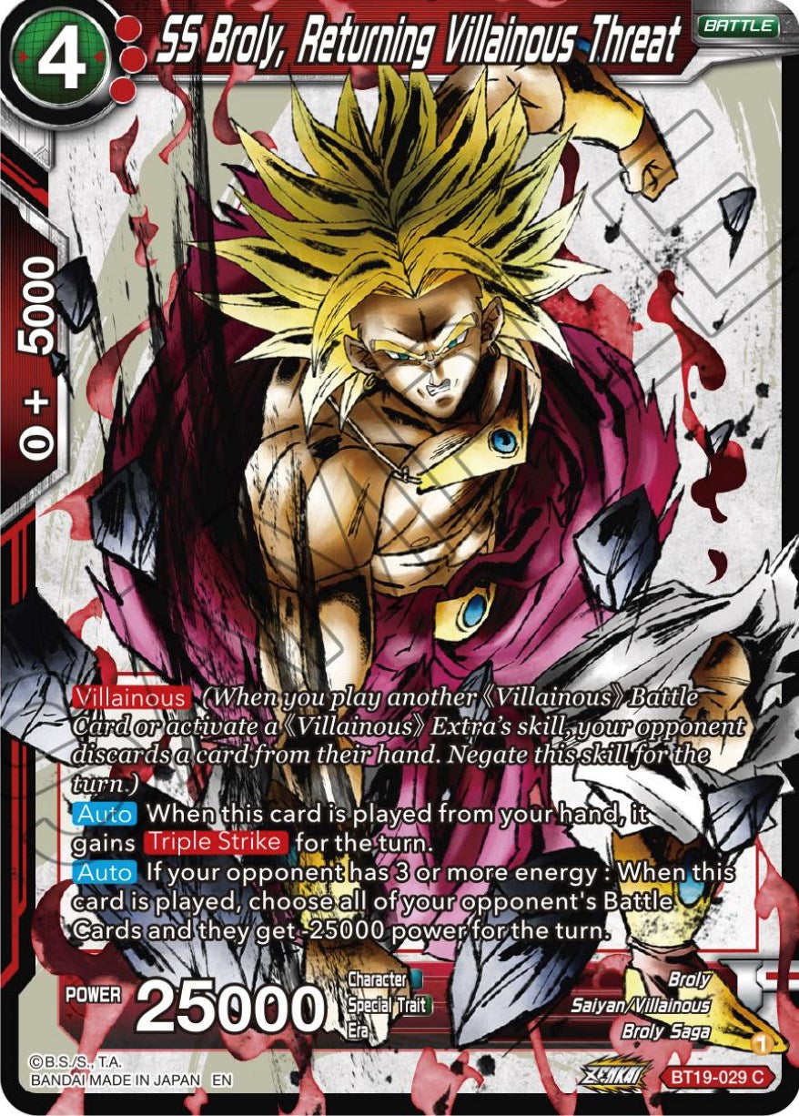 SS Broly, Returning Villainous Threat (BT19-029) [Fighter's Ambition] | North Valley Games