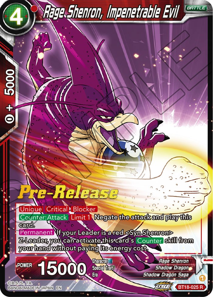 Rage Shenron, Impenetrable Evil (BT18-025) [Dawn of the Z-Legends Prerelease Promos] | North Valley Games