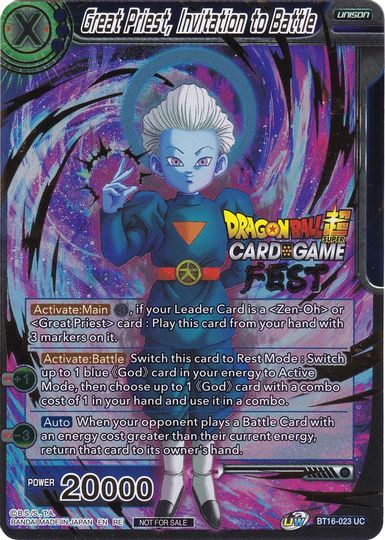 Great Priest, Invitation to Battle (Card Game Fest 2022) (BT16-023) [Tournament Promotion Cards] | North Valley Games