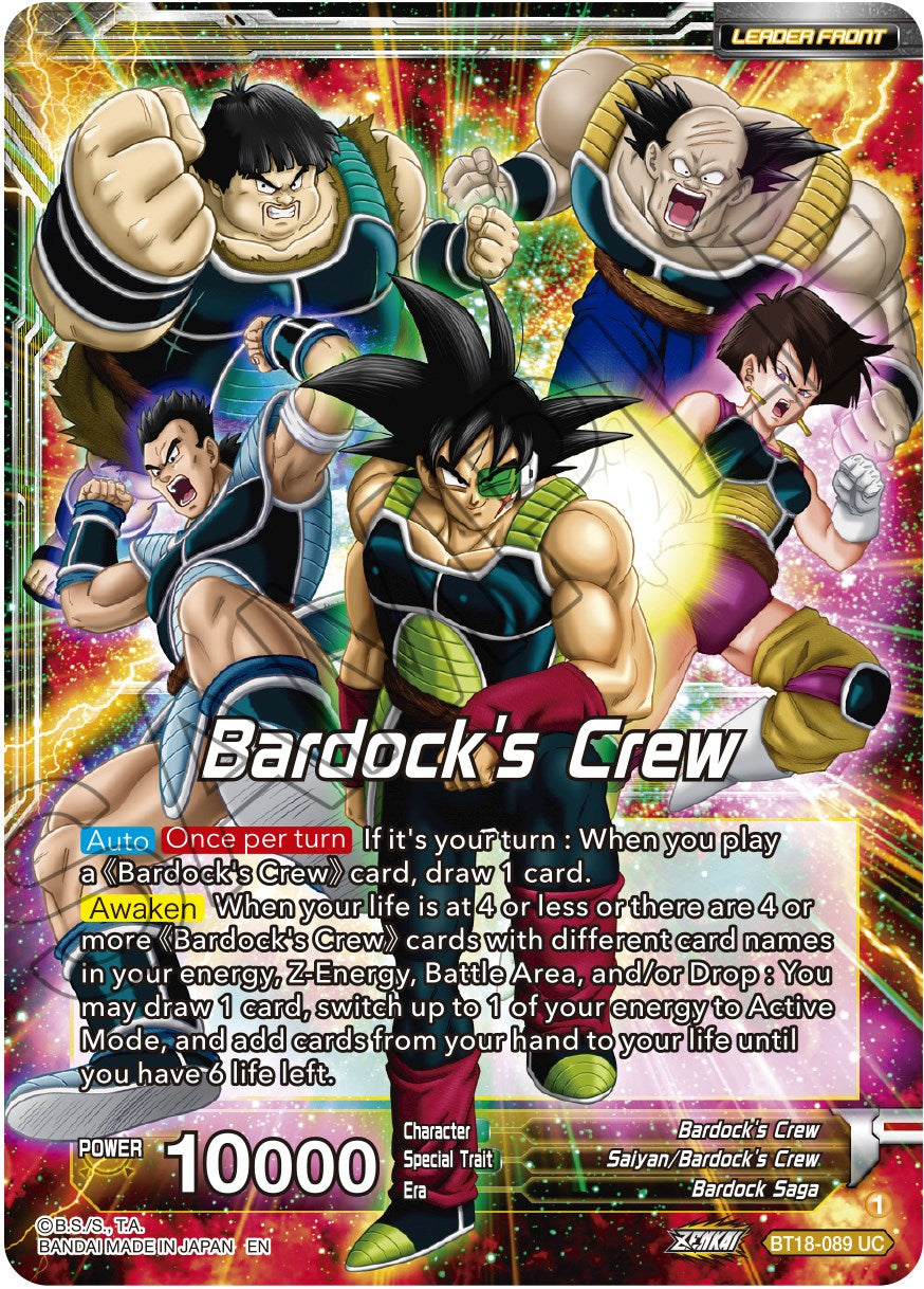 Bardock's Crew // Bardock, Inherited Will (BT18-089) [Dawn of the Z-Legends] | North Valley Games