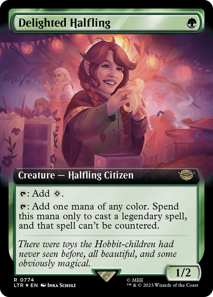 Delighted Halfling (Extended Art) (Surge Foil) [The Lord of the Rings: Tales of Middle-Earth] | North Valley Games