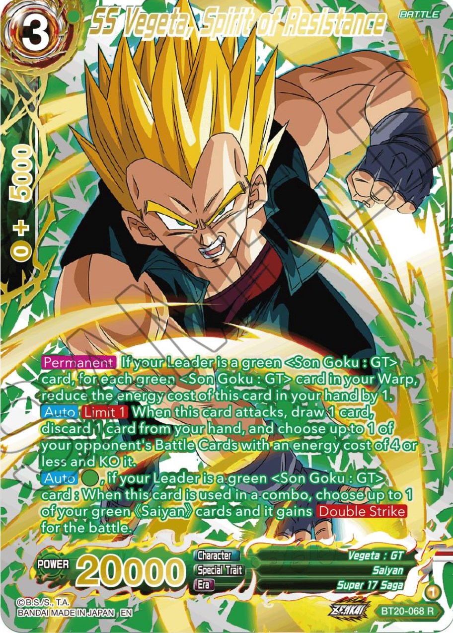 SS Vegeta, Spirit of Resistance (Gold-Stamped) (BT20-068) [Power Absorbed] | North Valley Games