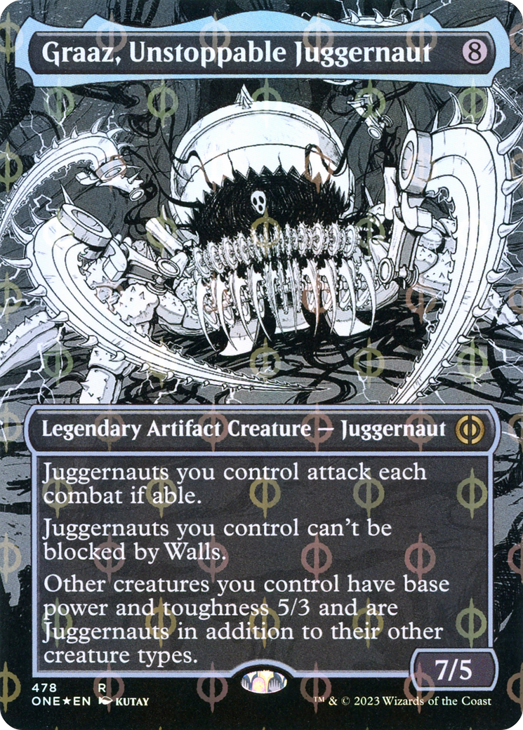 Graaz, Unstoppable Juggernaut (Borderless Manga Step-and-Compleat Foil) [Phyrexia: All Will Be One] | North Valley Games