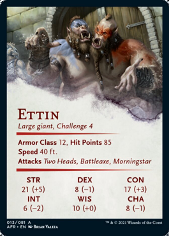 Ettin Art Card (Gold-Stamped Signature) [Dungeons & Dragons: Adventures in the Forgotten Realms Art Series] | North Valley Games