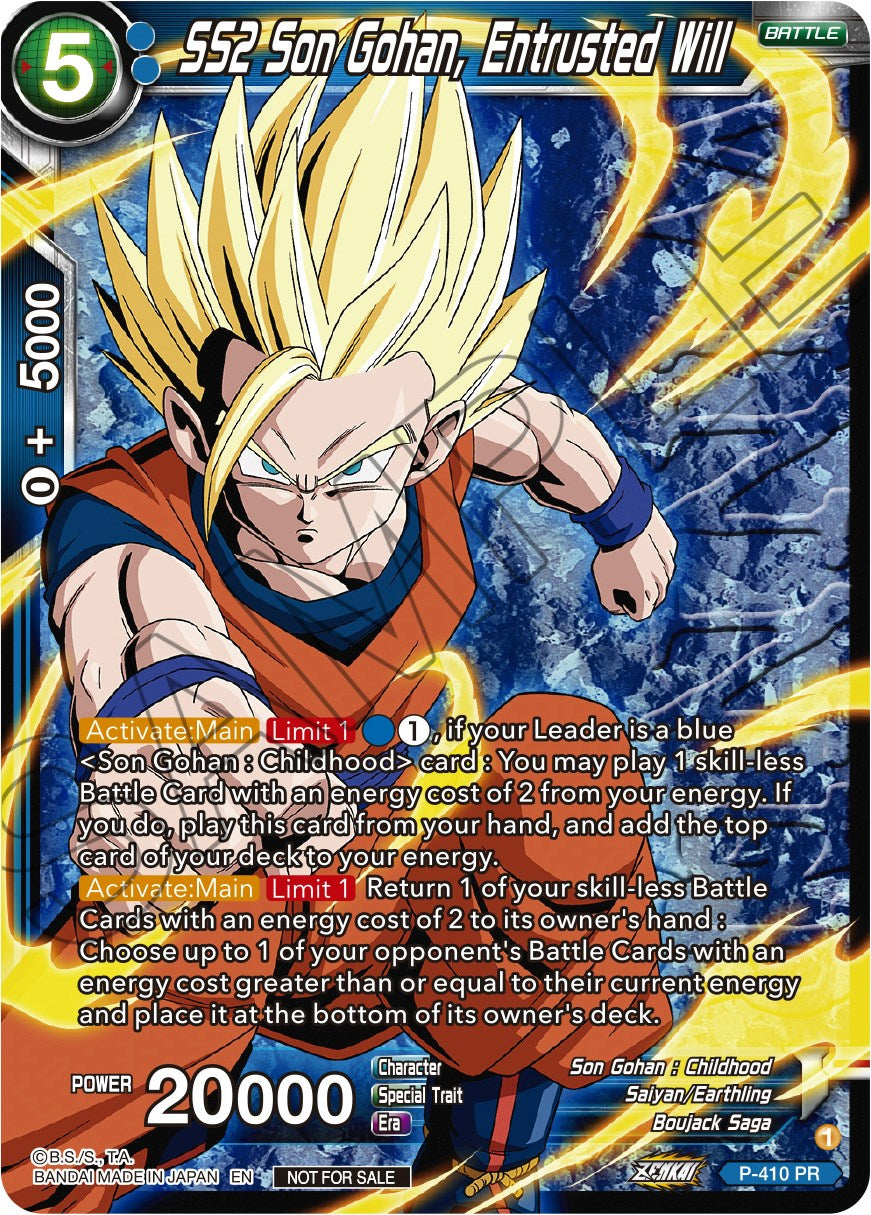SS2 Son Gohan, Entrusted Will (Zenkai Series Tournament Pack Vol.1 Winner) (P-410) [Tournament Promotion Cards] | North Valley Games