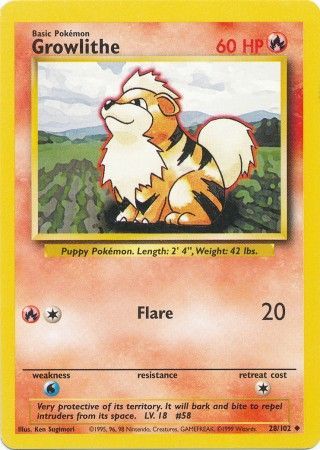 Growlithe (28/102) [Base Set Unlimited] | North Valley Games