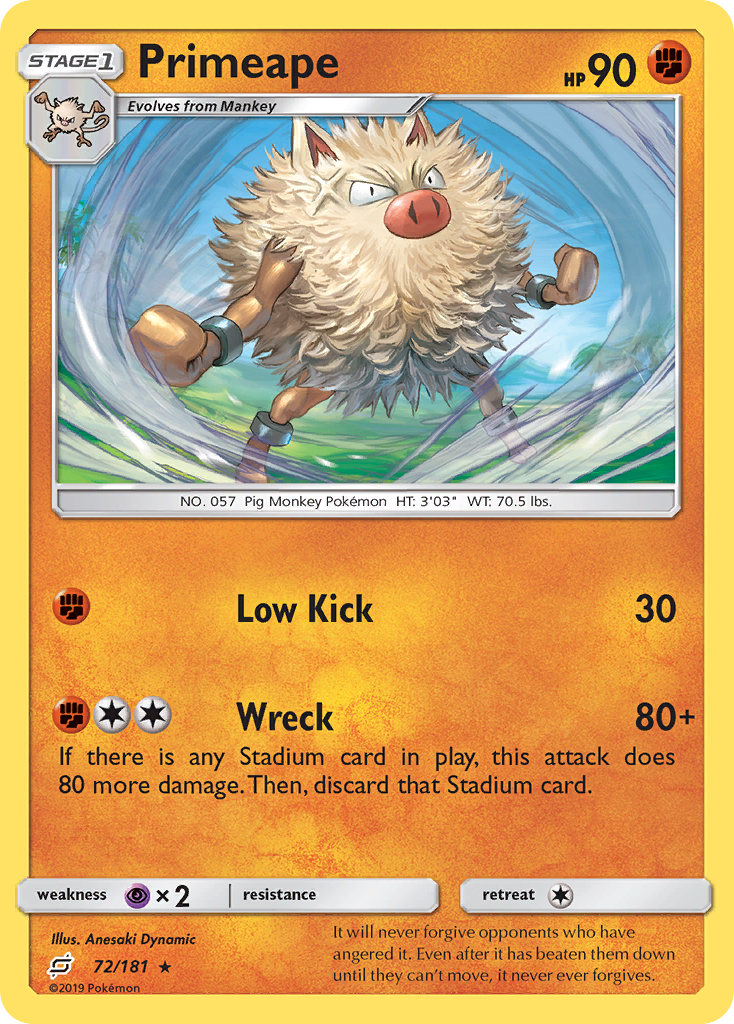 Primeape (72/181) [Sun & Moon: Team Up] | North Valley Games