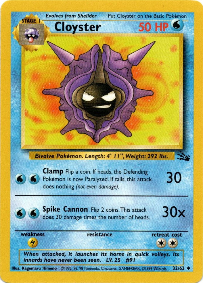 Cloyster (32/62) [Fossil Unlimited] | North Valley Games
