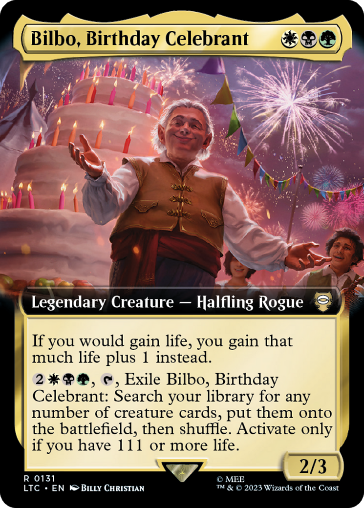 Bilbo, Birthday Celebrant (Extended Art) [The Lord of the Rings: Tales of Middle-Earth Commander] | North Valley Games