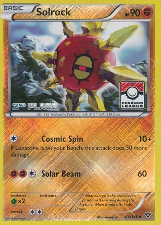 Solrock (64/146) (2nd Place League Challenge Promo) [XY: Base Set] | North Valley Games