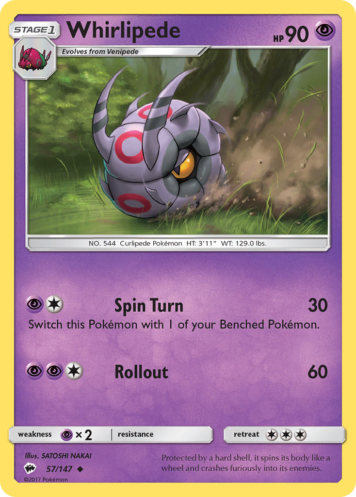 Whirlipede (57/147) [Sun & Moon: Burning Shadows] | North Valley Games