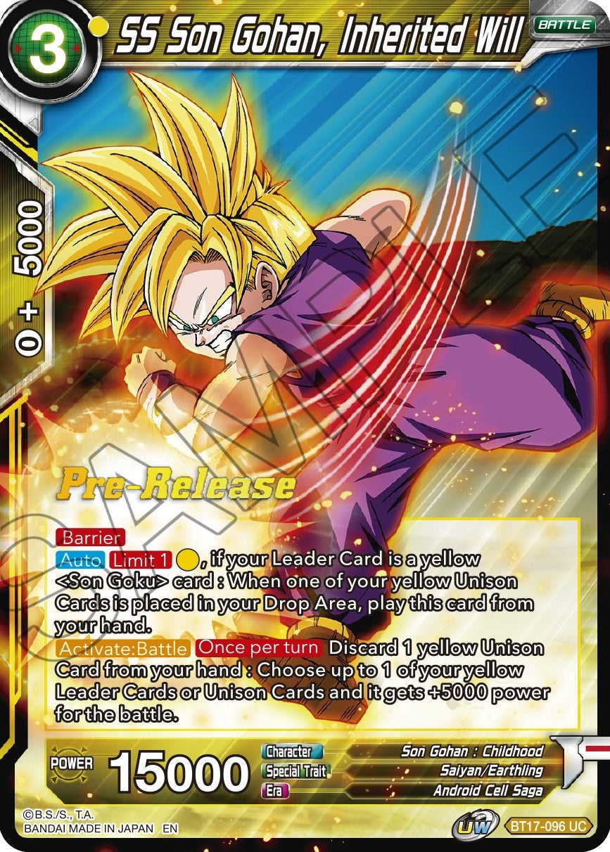 SS Son Gohan, Inherited Will (BT17-096) [Ultimate Squad Prerelease Promos] | North Valley Games