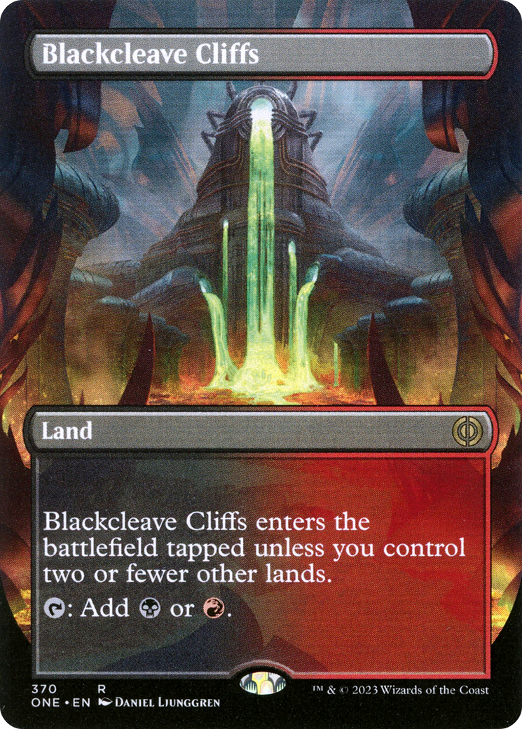 Blackcleave Cliffs (Borderless Alternate Art) [Phyrexia: All Will Be One] | North Valley Games