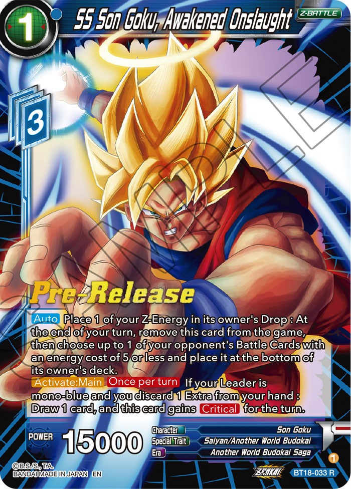 SS Son Goku, Awakened Onslaught (BT18-033) [Dawn of the Z-Legends Prerelease Promos] | North Valley Games