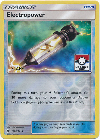 Electropower (172/214) (League Promo Staff) [Sun & Moon: Lost Thunder] | North Valley Games