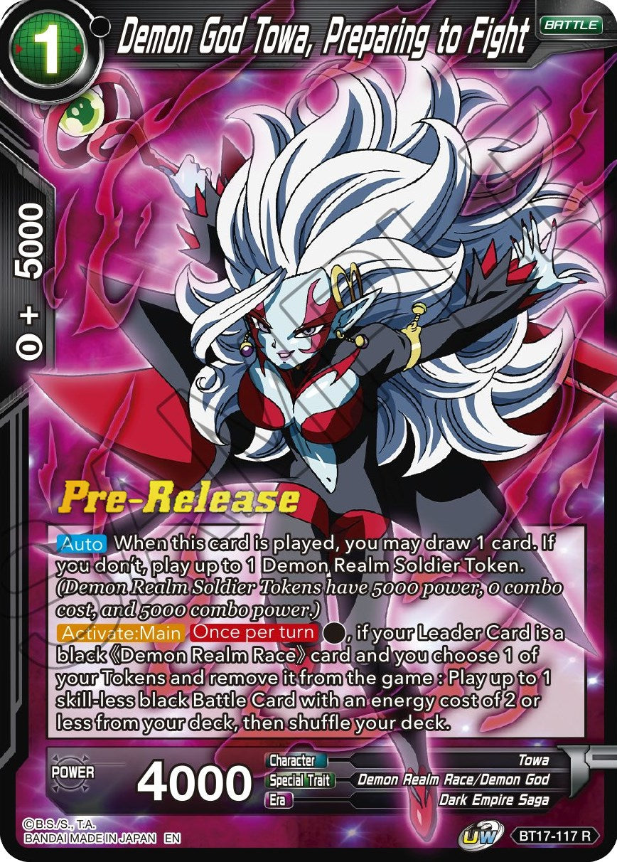 Demon God Towa, Preparing to Fight (BT17-117) [Ultimate Squad Prerelease Promos] | North Valley Games