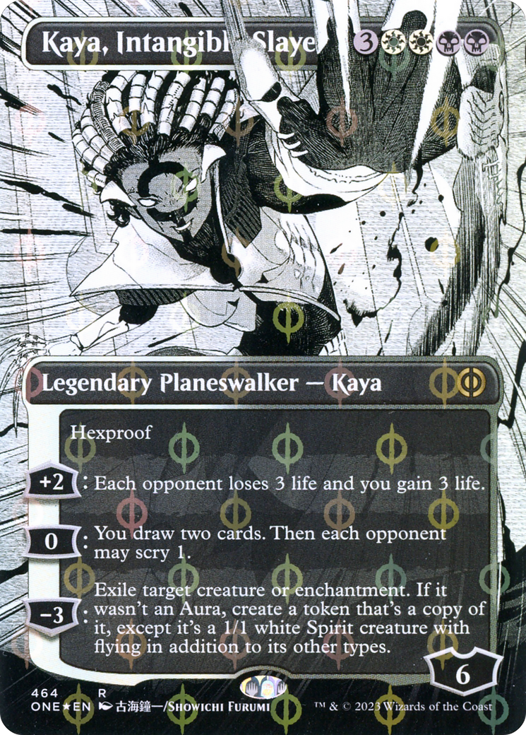 Kaya, Intangible Slayer (Borderless Manga Step-and-Compleat Foil) [Phyrexia: All Will Be One] | North Valley Games