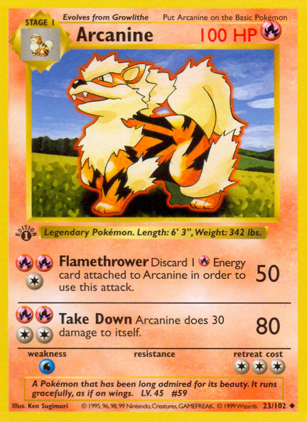 Arcanine (23/102) (Shadowless) [Base Set 1st Edition] | North Valley Games