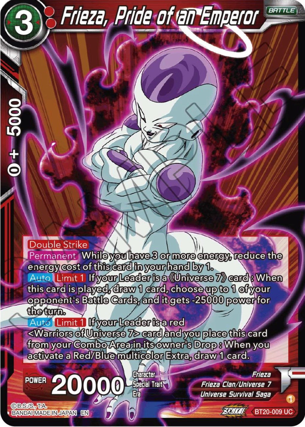 Frieza, Pride of an Emperor (BT20-009) [Power Absorbed] | North Valley Games