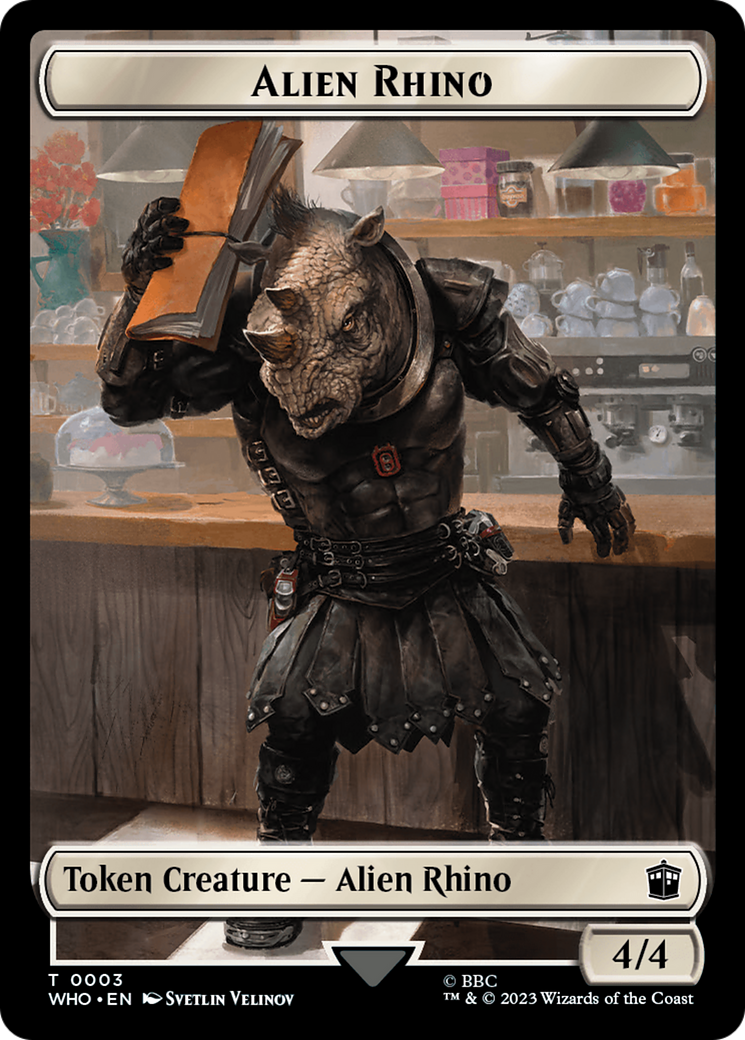 Alien Rhino // Alien Salamander Double-Sided Token (Surge Foil) [Doctor Who Tokens] | North Valley Games