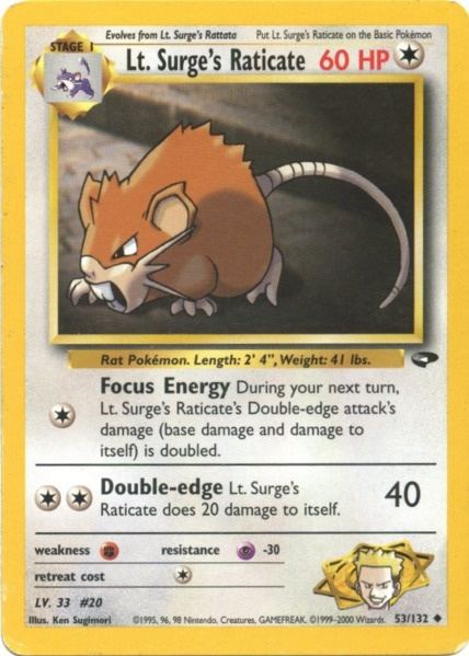 Lt. Surge's Raticate (53/132) [Gym Challenge Unlimited] | North Valley Games