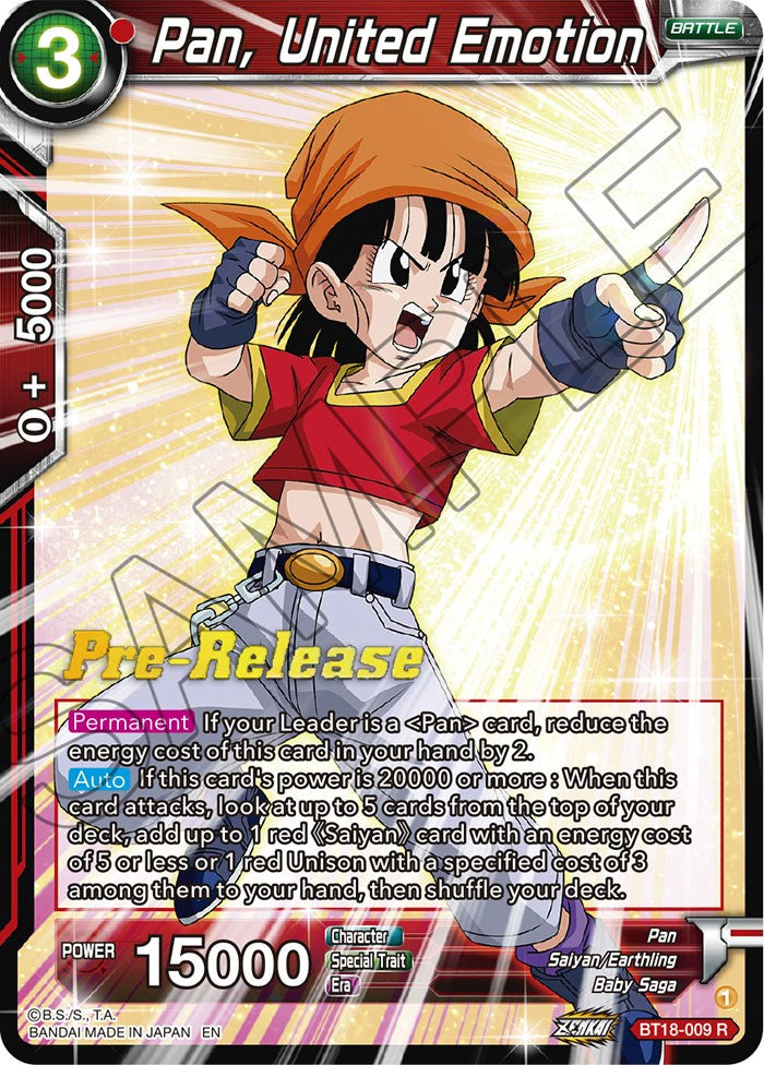 Pan, United Emotion (BT18-009) [Dawn of the Z-Legends Prerelease Promos] | North Valley Games