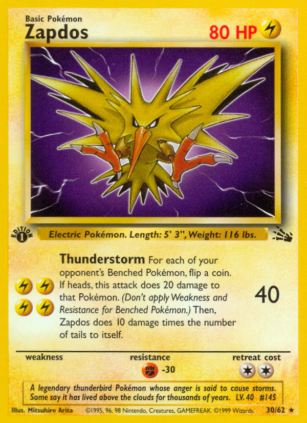 Zapdos (30/62) [Fossil 1st Edition] | North Valley Games