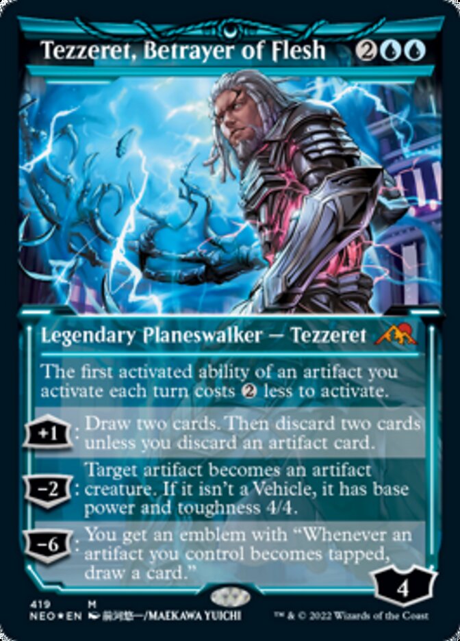 Tezzeret, Betrayer of Flesh (Showcase) (Foil Etched) [Kamigawa: Neon Dynasty] | North Valley Games