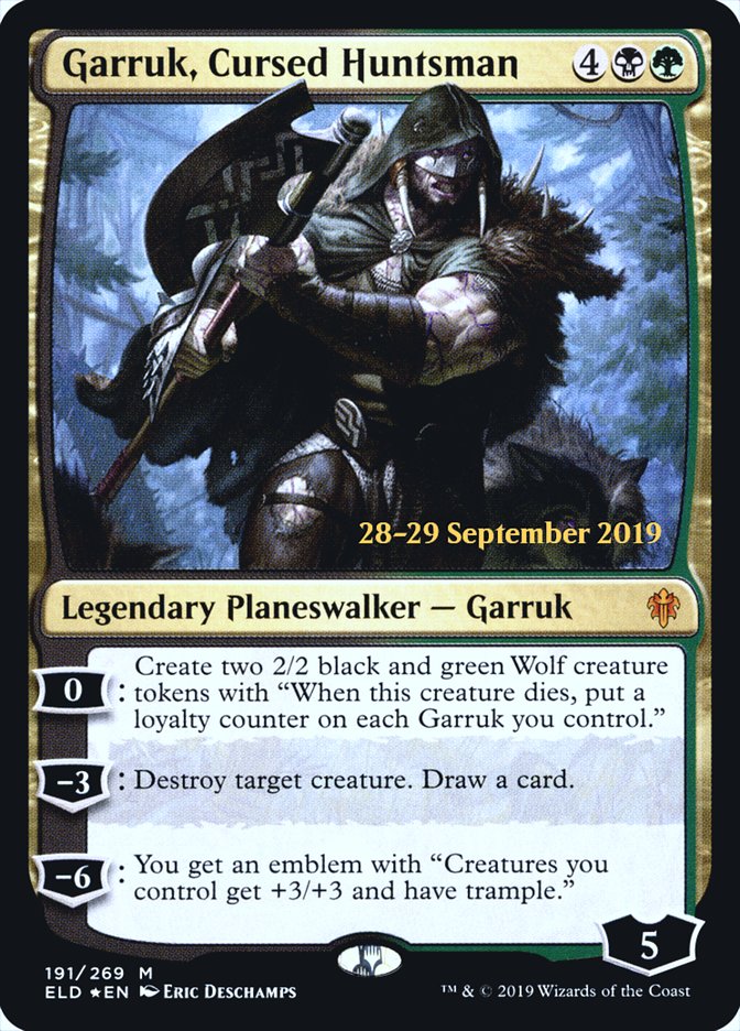 Garruk, Cursed Huntsman [Throne of Eldraine Prerelease Promos] | North Valley Games