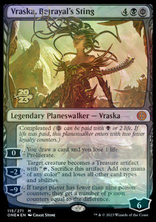 Vraska, Betrayal's Sting [Phyrexia: All Will Be One Prerelease Promos] | North Valley Games