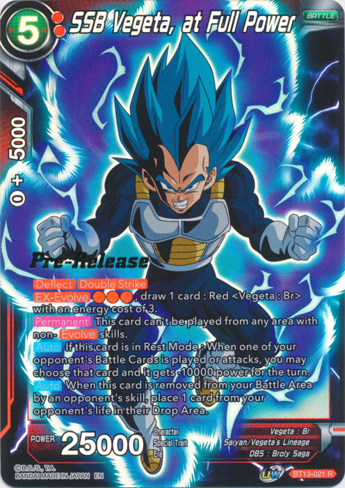 SSB Vegeta, at Full Power (BT13-021) [Supreme Rivalry Prerelease Promos] | North Valley Games