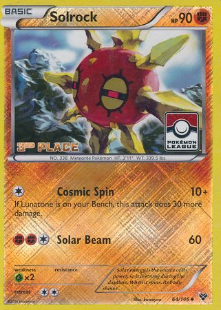 Solrock (64/146) (3rd Place League Challenge Promo) [XY: Base Set] | North Valley Games