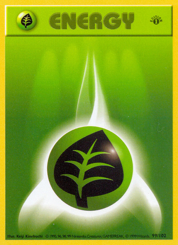 Grass Energy (99/102) (Shadowless) [Base Set 1st Edition] | North Valley Games