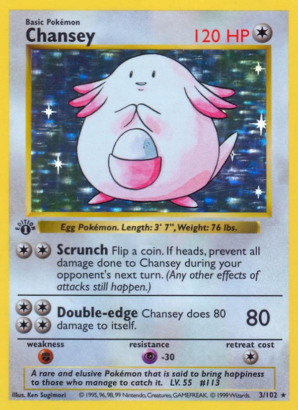 Chansey (3/102) (Shadowless) [Base Set 1st Edition] | North Valley Games