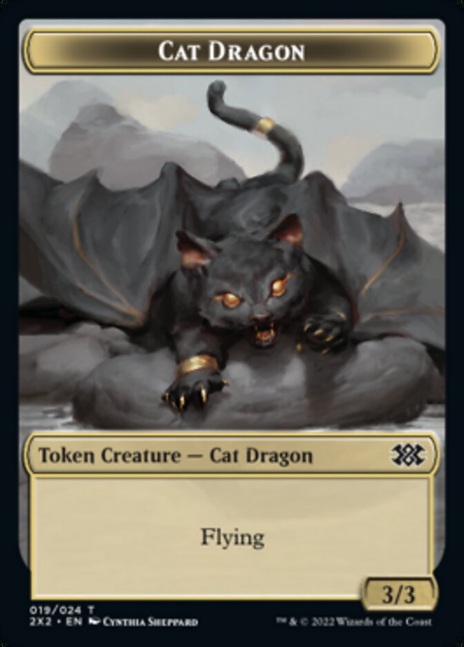 Cat Dragon // Monk Double-Sided Token [Double Masters 2022 Tokens] | North Valley Games