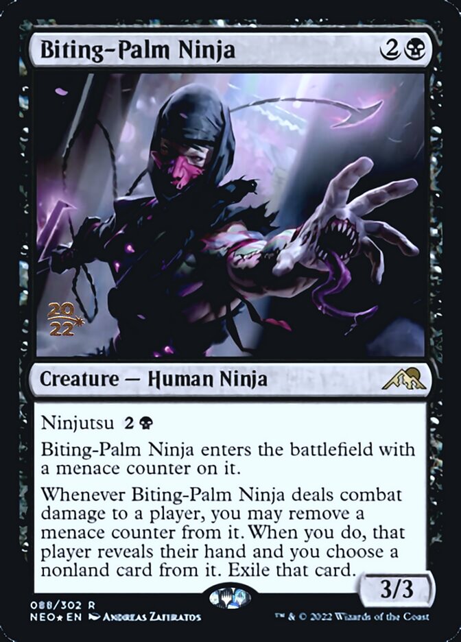 Biting-Palm Ninja [Kamigawa: Neon Dynasty Prerelease Promos] | North Valley Games