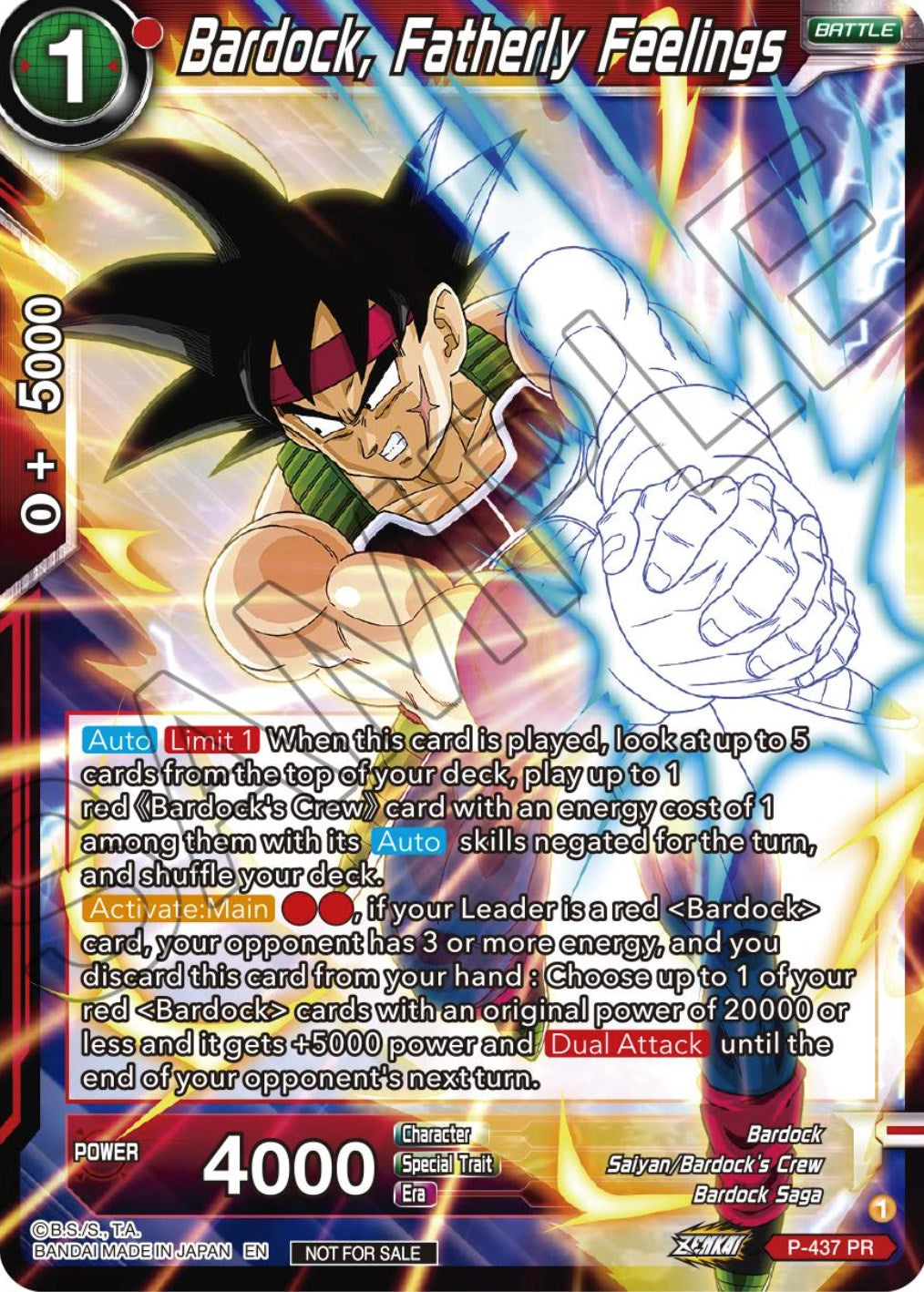 Bardock, Fatherly Feelings (Zenkai Series Tournament Pack Vol.2) (P-437) [Tournament Promotion Cards] | North Valley Games